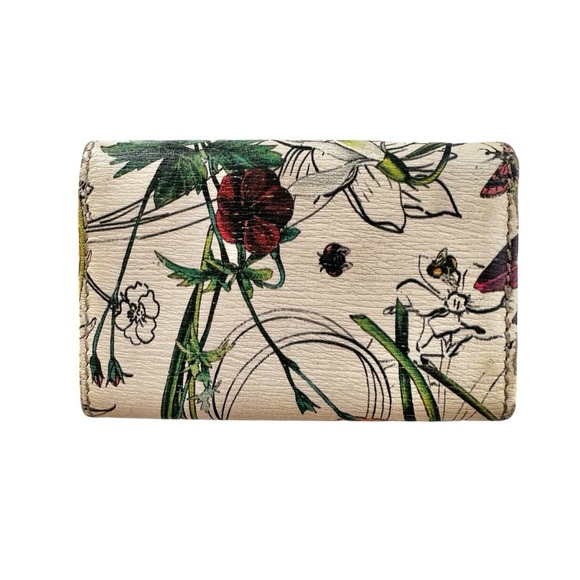 Authentic GUCCI White Floral & Purple Leather Key & Card Holder - Picture 6 of 12